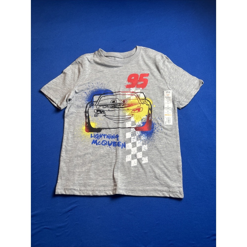 Lightning McQueen Disney Cars Tshirt Boys Sz 7 Jumping Beans New